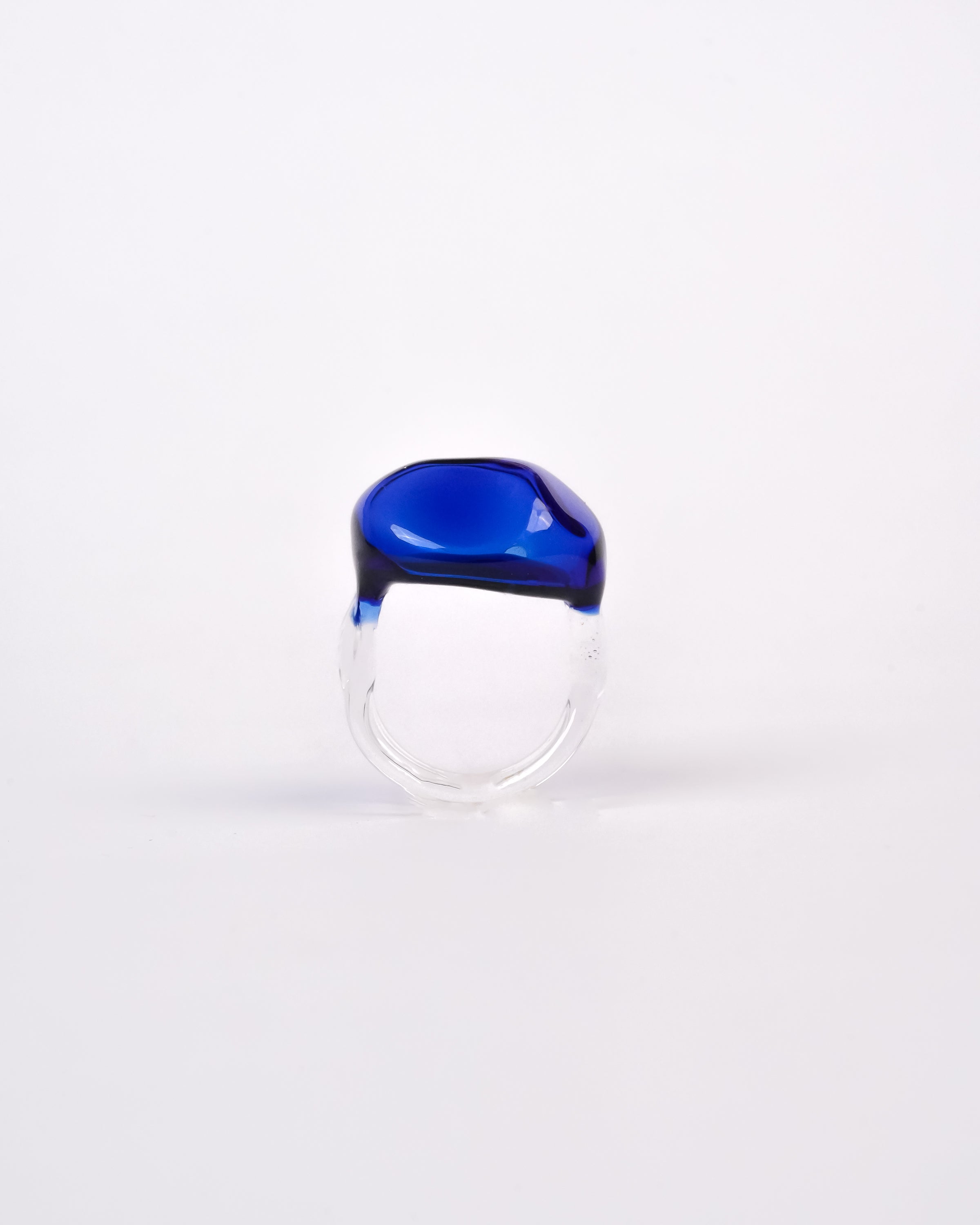 Amorphous ring in blue handmade with borosilicate glass by AIROKAD STUDIO.