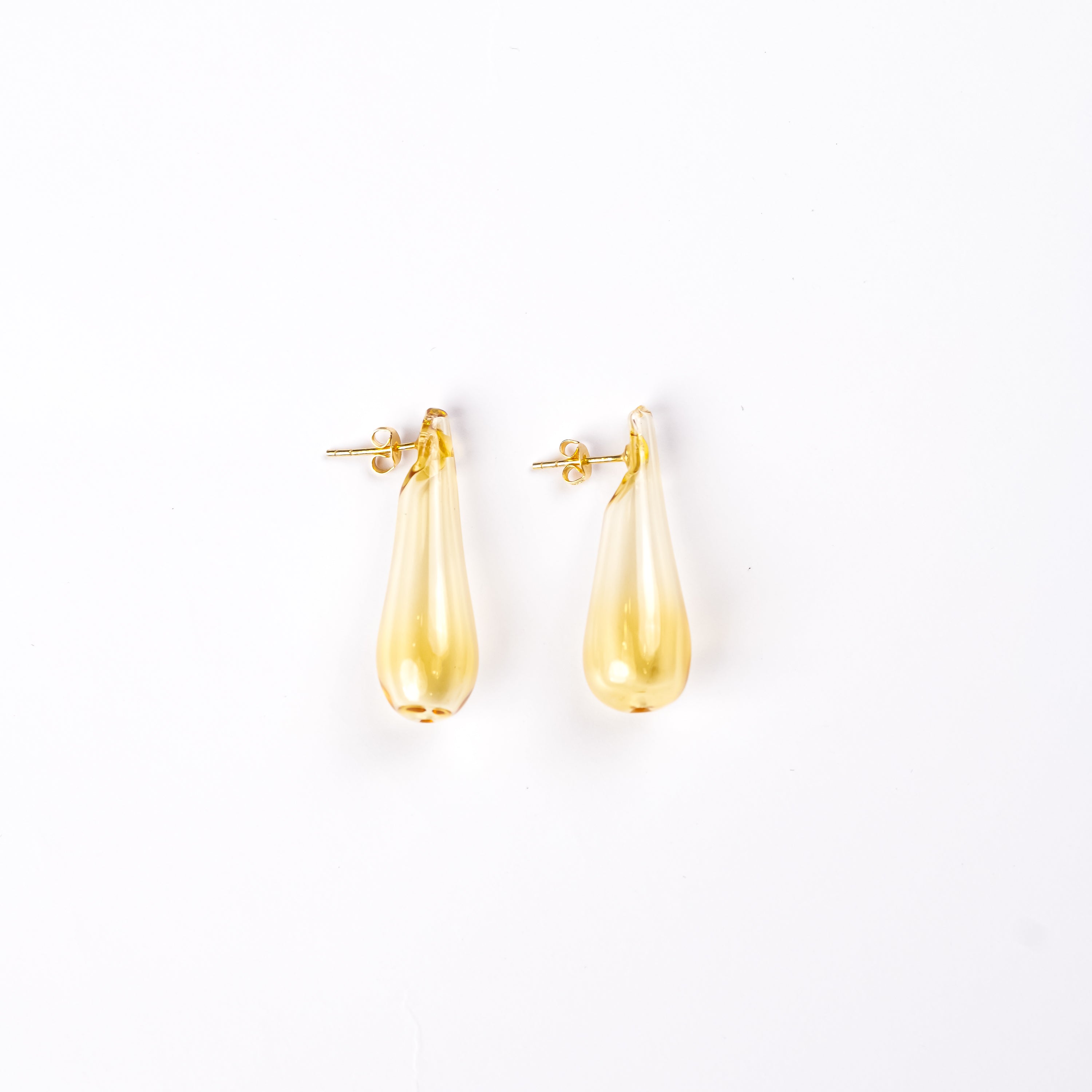 Tear Drop Studs in Yellow