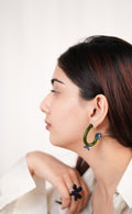 Curly Flower hoop earrings - Green