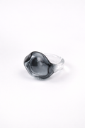 Handmade borosilicate glass amorphous ring in smokey by AIROKAD STUDIO.