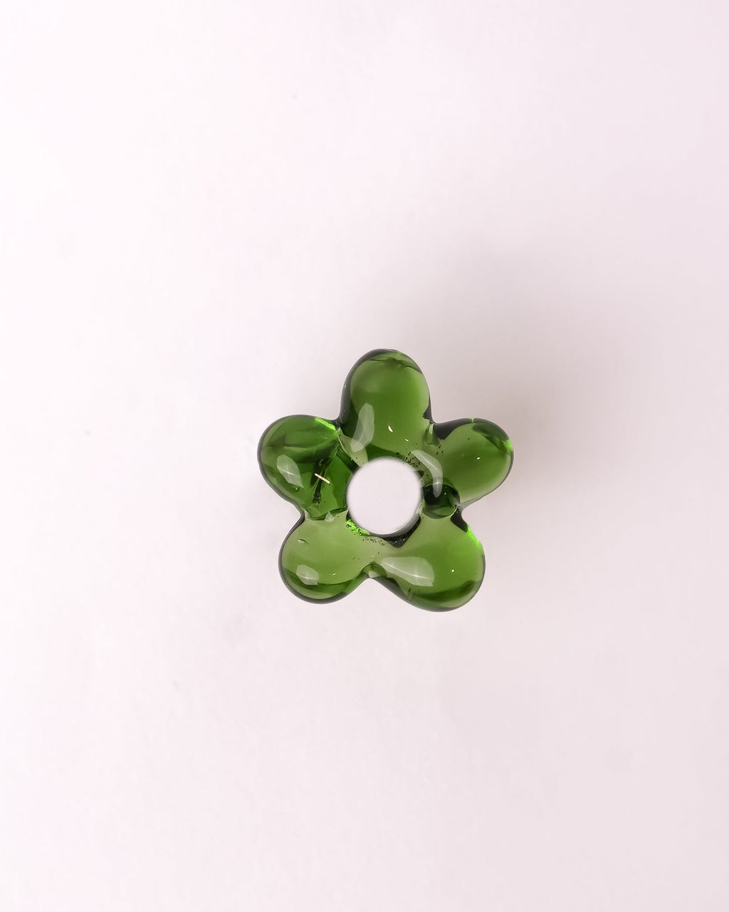 ring in green handcrafted with borosilicate glass in flower shape by AIROKAD STUDIO.
