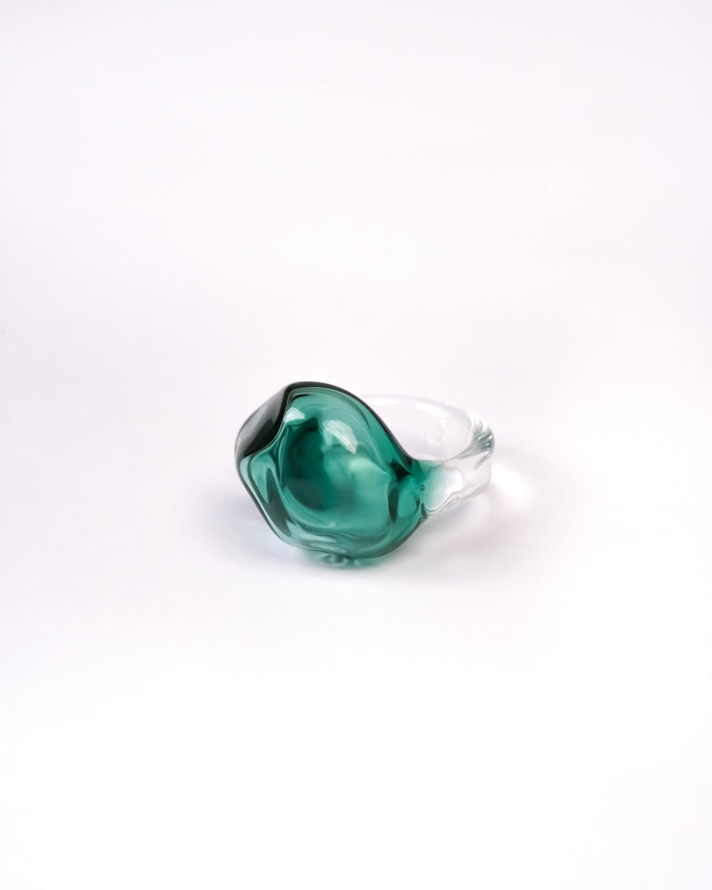 Amorphous ring in teal handmade with borosilicate glass by AIROKAD STUDIO.